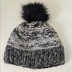 Screamer Black and Gray Knit Beanie with Pom Pom